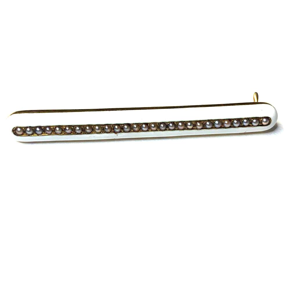 Vintage Krementz Enamel Black Tahitan‎ Seed Pearl Brooch Pin RARE HTF